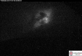 Esta noche se incremento de la actividad volcanica del Popocatépetl
