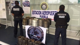 Las cubetas con mole se encontraron en la junta auxiliar de San Felipe Hueyotlipan ubicada en la capital de Puebla 