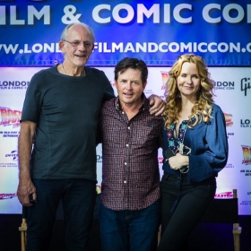 Michael J. Fox, Christopher Lloyd y Lea Thompson se reunieron en Londres