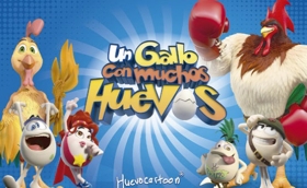 Una gallo con muchos huevos