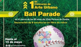 Esculturas, de 1.5 metros de diámetro y en forma de pelota de béisbol.