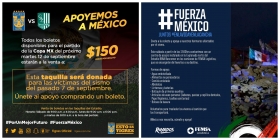 Rayados y Tigres recaudan apoyos para damnificados por sismo